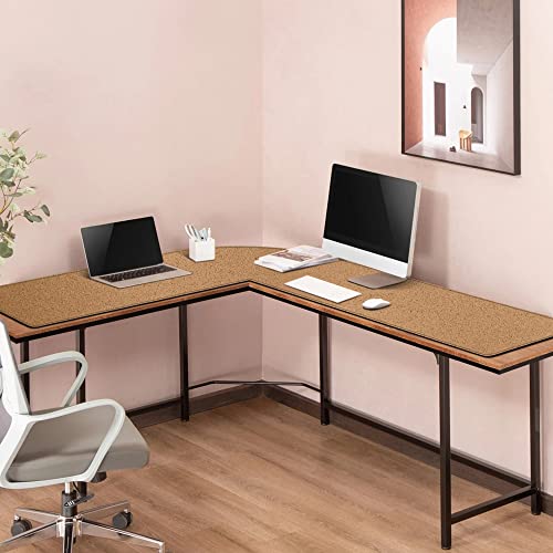 MAIDERN (51” + 51”) x 15.7” L Shaped Corner Desk Mat, Cork & Leather Reversible Desk Pad for Gaming Computer Office Home (Black) … - size: (51” + 51”) x 15.7”