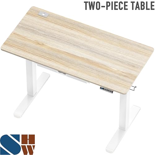 SHW 48-Inch Electric Height Adjustable Standing Desk w/Drawer, Maple - color: Maple, size: 48-Inch