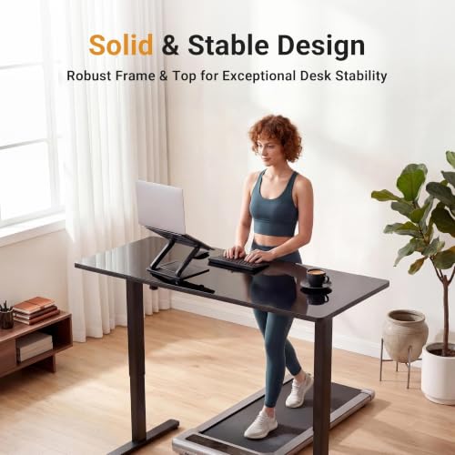 YDN Glass Standing Desk with Drawers 55x24 Inch Black - color: Black, size: 55 Inch