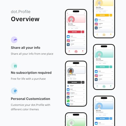 dot. Thin - Digital Business Card - Tap Compatible with iPhone & Android (Yellow) - color: Yellow