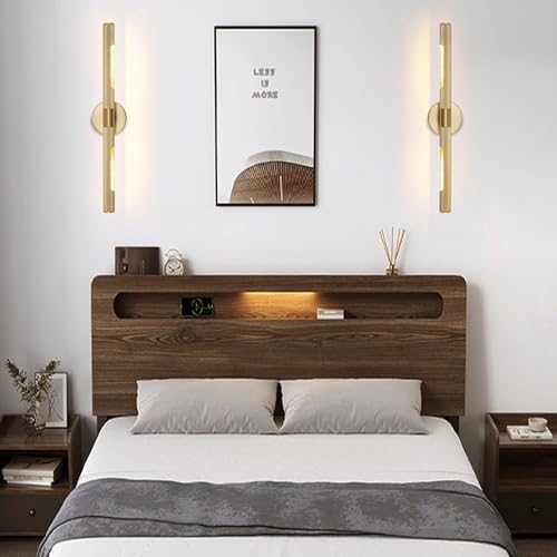 Brushed Brass Picture Light 24 inches Modern Gold Wall Sconce with Knurled Texture Cylinder Metal Shades Rotatable 360°Indoor Wall Lighting Fixture Bathroom Vanity Light Bedroom Living Room - color: 24 inches Gold-Knurled Texture Shades