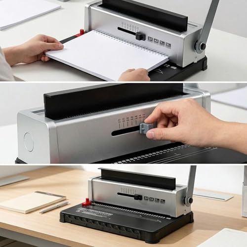 Wire Binding Machine Manual Coil Binder Spiral Punch Book Maker with Ergonomic Handle Adjustable Margins Paper Collector Suitable for, Without Coil - color: Without Coil