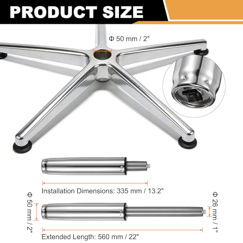 uxcell Office Chair Gas Cylinder, 20.1 Inch Class 3 Gas Cylinder Replacement Universal Hydraulic Pneumatic Lift Piston for Office Gaming Chair Desk Stools, Silver Tone - color: Silver Tone, size: 20.1 Inch
