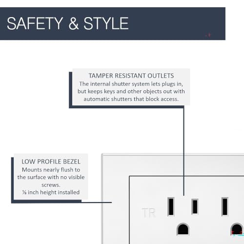 Legrand radiant Recessed Furniture Power Strip 2 Outlet White 6 Ft Cord | Wiremold Commercial Rated, Utlra Durable, Child Safe Tamper Resistant, Easy Installation, Screwless Bezel, Low Profile