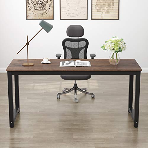 Tribesigns Computer Desk, 63 inch Large Office Desk Computer Table Study Writing Desk Workstation for Home Office, Rustic Brown - color: Rustic Brown, size: 63*23.6 inch