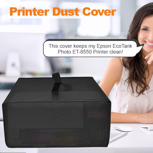 Printer Cover for Epson EcoTank Photo ET-8550 Printer(Black) | Anti-Static Waterproof Dust Cover, Heavy Duty Printer Protective Case for Epson EcoTank Photo Wireless All-in-One Printer - color: Black