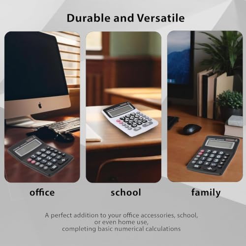 Lily's Home Jumbo 12-Digit Desktop Calculator Set of 2 (Black & White), Solar/Battery Dual Power, Large Tilted LCD Display, Big Button Design, Quiet Operation, for Office, School, Business & Home Use - color: Black&White