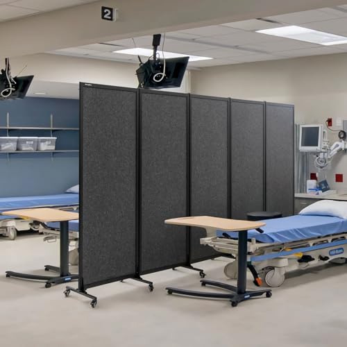 Room Partition 2.0 Upgrade Version,10'6"L* 6'7"H,5 Panel,Dark Grey - color: Dark Grey, size: 5