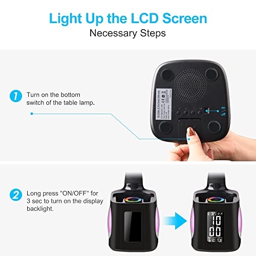 LED Desk Lamp with Clock,Color Changing Nightlight,Study Lamp with Pen Holder,Desk Light with USB Charger,Table Light for Home,Office,Gift for Kids,Students,Women,Black - color: Black 2.0