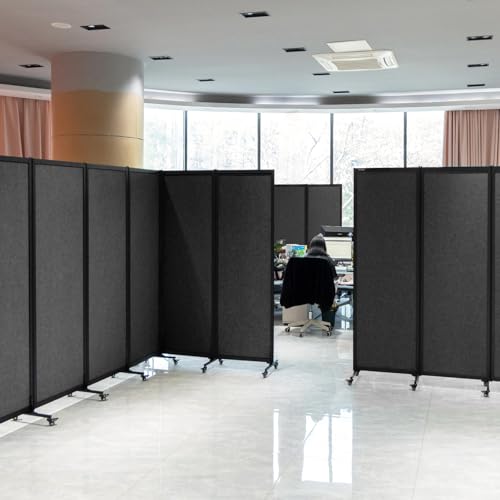 Room Partition 2.0 Upgrade Version,6'L* 6'7"H,3 Panel,Dark Grey - color: Dark Grey, size: 3