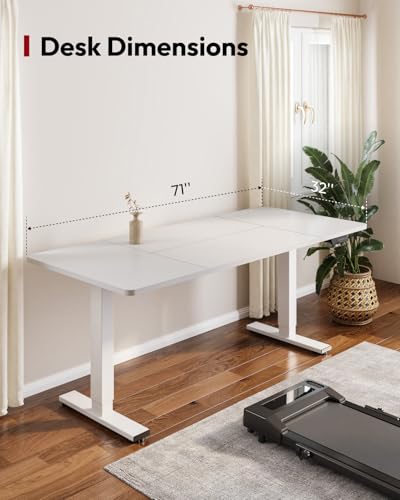 SANODESK Dual Motor 71''x 32'' Large Height Adjustable Standing Desk - color: White Frame+ White Top, size: 71x32