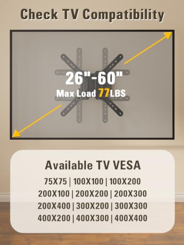 Mounting Dream UL Listed Full Motion TV Wall Mount for 32/43/50/55 Inch TVs - size: 26"-60" TV