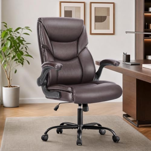 Sweetcrispy Heavy Duty Office Chair, Gaming Desk Chair 2 Pack - color: Dark Brown, style: Set of 2