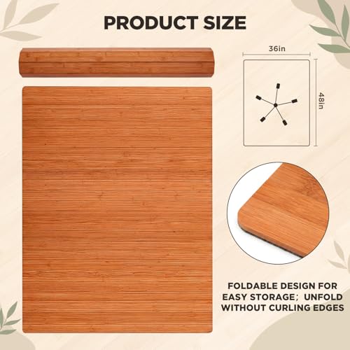 Leinuosen 36" x 48" Office Bamboo Chairmat for Carpet Floor Mat Highly Premium Quality Anti-Slip Office & Home Floor Protector Low Pile Carpet Chair Mat, 5mm Thick(Without Lip, Walnut Wood) - color: Walnut Wood, style: Without Lip
