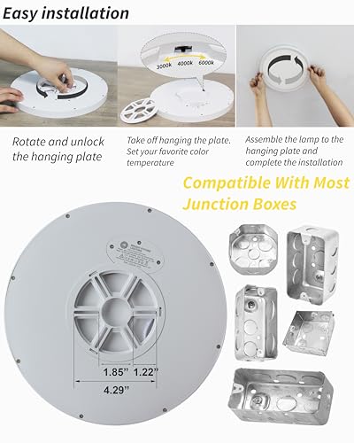 6pack 9 Inch Flush Mount Ceiling Light, 18w Led Ceiling Light, 3000k/4000k/6000k Selectable 1860lm Ceiling Light, Super Slim Led Light Fixture For Bedroom Kitchen Living Dining Room Office - color: White, size: 9Inch-6Pack