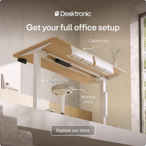 Desktronic Height Adjustable Standing Desk Frame — Ergonomic Sit Stand Desk Frame, Electric Dual Motor, USB & USB-C Charging, Wobble-Free, Touchscreen, 3 Memory Presets, Anti-Collision - color: White