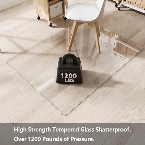 Koonmi Glass Chair Mat for Carpet, 40"x60" Thick Office Chair Mat | Tempered Glass Chair Mats with Round and Polished Edges, Smooth Rolling for Carpet Floor Protection, Scratch-Resistant - color: Transparent, size: 40"x60"