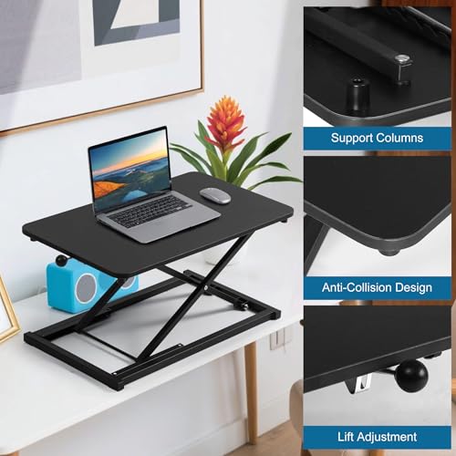 Standing Desk Converter Keyboard Riser Height Adjustable Black 23.6 Inch
