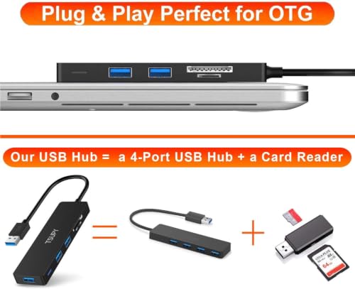 USB Hub 3.0, TSUPY 5 in 1 Multiport Adapter USB 3.0 Hub with SD Micro SD Card Reader, 3 USB 3.0 Ports Compatible for Laptop, MacBook, PC, Printer,Surface Pro, USB Flash Drives - size: 0.5 FT
