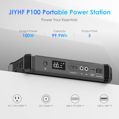 JIYHF Portable Power Bank with AC Outlet, 99.9Wh Fast Charging Battery Pack - style: P100 Black