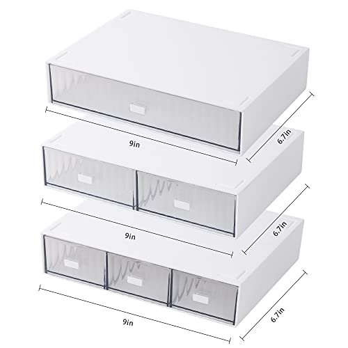 Desk Organizer Stackable Storage with 6 Drawers Stackable Drawers for Desk Storage, Makeup Storage Accessories, Desktop Accessories with Drawers, White - color: White