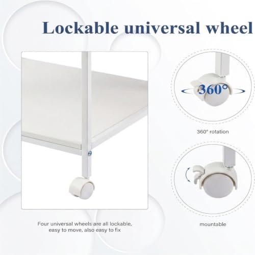 31.5" Heavy Duty Large Printer Stand with Adjustable Storage Shelf, White - color: White, size: 3-Tier