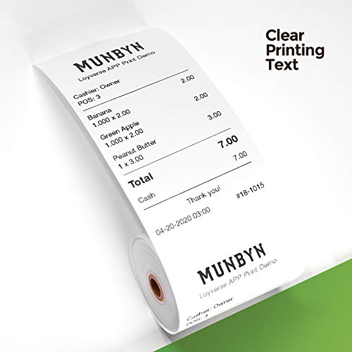 MUNBYN Thermal Receipt Paper 3 1/8 x 230ft, Work for Star Micronics TSP100 TSP143 Epson 80mm Receipt Printer Square POS Register, 80mm Thermal Receipt Paper, BPA Free, 20 Rolls - size: 3 1/8" x 230', style: 20 Rolls