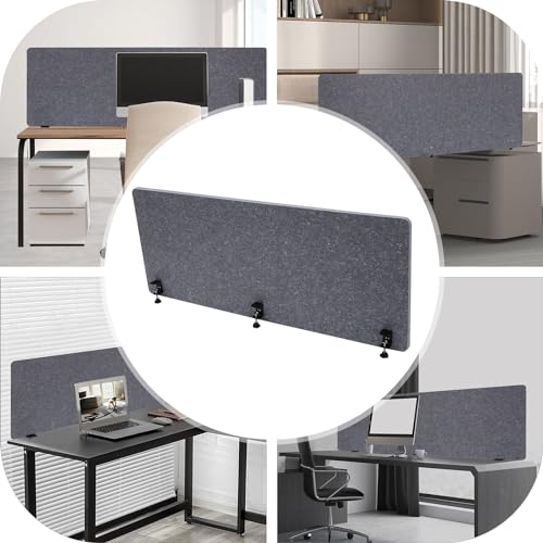 Clamp-on Acoustic Desk Divider, 59x24 Inch Freestanding Privacy Panel Sound Absorbing Cubicle Desk Divider Removable Acoustic Partitions for Offices, Classrooms,Library