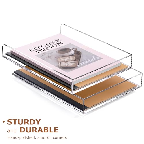 SANRUI 4 Tier Stackable Paper Letter Tray, Acrylic Vertical File Tray A4 Desk Organizer and Accessories Sorter Trays, Clear Workspace Office Supplies Organizers,12inx9.25inx6.6in - style: Vertical Thin 4 Tier Trays