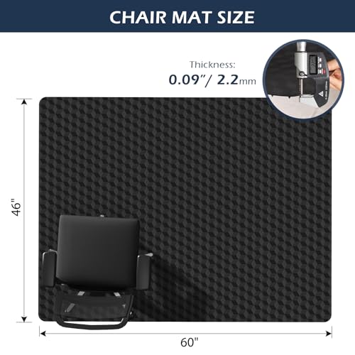 Chair Mat for Carpet, SALLOUS 46" x 60" Office Chair Mat for Carpeted Floors, Heavy Duty Vinyl Floor Mat with Grips, Carpeted Floor Protector Computer Desk Mat for Home Office (Black - 3D Geometric) - color: Black (3d Geometric), size: 46" x 60" (for carp