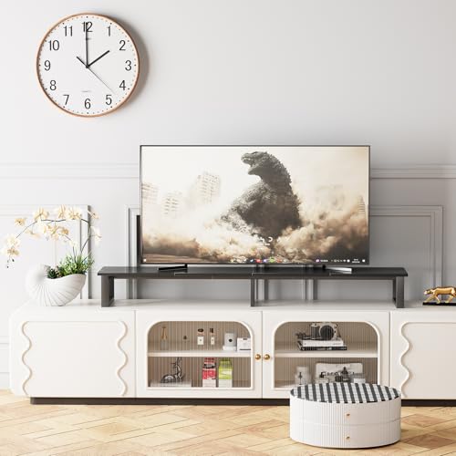 aboxoo 59" Large TV Riser Stand for 32-75 Inch TV, TV Shelf with Steel Legs - color: Black, size: 59 inch
