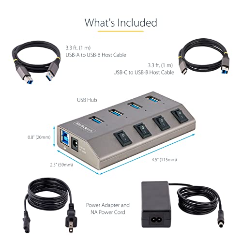 StarTech 4-Port USB-C Hub 5Gbps with Switches, NA (5G4AIBS-USB-HUB-NA)
