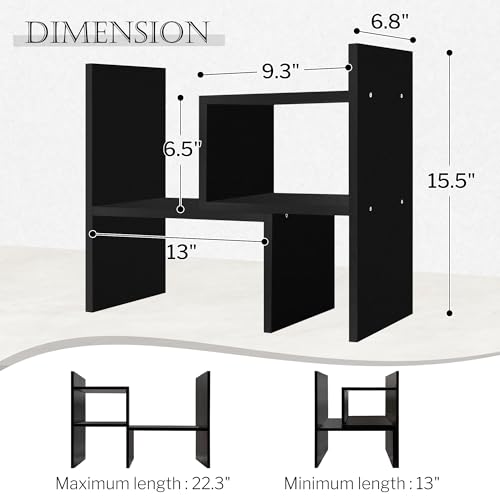 Jerry & Maggie Adjustable Rotatable Wood Desktop Display Shelf Black - color: Black