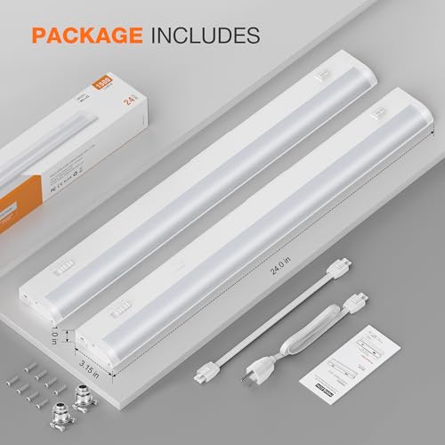 24inch Linkable Under Cabinet Lighting Hardwired Plug-in,Wired LED,2 Pack - color: 2 Pack, size: 24 INCH
