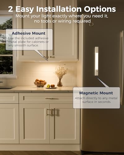 EZVALO Under Cabinet Lighting with 6 × 2000mAh Batteries & Charging Station