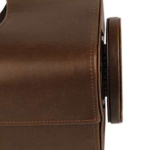 HofferRuffer Spinning Remote Control Holder, Remote Caddy, Spinning Remote Control Organizer, PU Leather (Classic Brown)