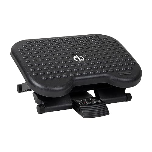 Mind Reader Foot Rest, Under Desk at Work, Ergonomic, Height Adjustable, Office, Plastic, 17" L x 13" W x 6.25" H, Set of 2, Black - size: 2-Pack