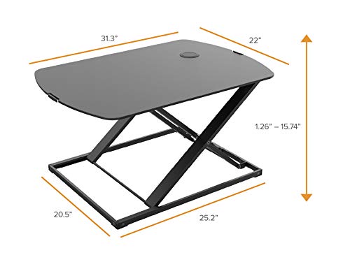 Bostitch Office Sit Stand Desk Converter, Height Adjustable Workstation Riser, Includes Wireless Charging Pad, Black (STND-3122BK) - style: Sit-Stand