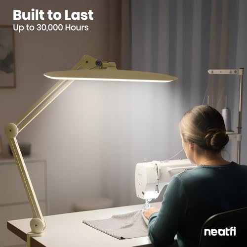 Neatfi LED Desk Lamp, 2200 Lumens, 24W, 20-Inch Wide Head (Gold) - color: Gold, size: Non-CCT with Clamp