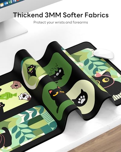Mouse Pad 31.5x15.7in Large Desk Mat Non-Slip for Office - color: Cute Kitty, size: 31.5" x 15.7"