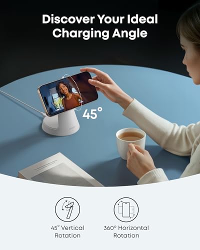 Anker MagSafe Charger Compatible, MagGo 3-in-1 Qi2 15W Charging Station | Wireless Charger, Magnetic Charging Stand for iPhone 17 / 16 / 15 Series, Apple Watch, AirPods, and More (Adapter Included) - color: White