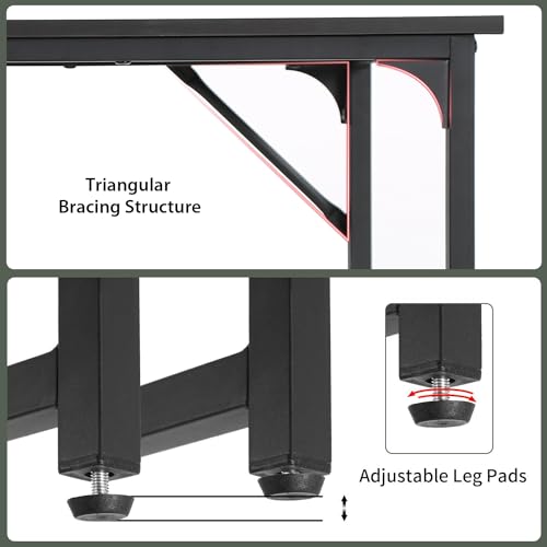 BestOffice Computer Desk,47 inches Home Office Desk Writing Study Table Modern Simple Style PC Desk with Metal Frame,Black - color: Black, size: 47 inch