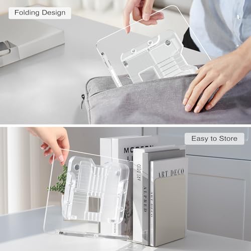 Acrylic Book Stand for Reading, Portable Book Holder for Desk, Angle Adjustable Textbook Stand for Document Recipe, Cookbook, Music Book - size: 11.42 x 8.2 inches