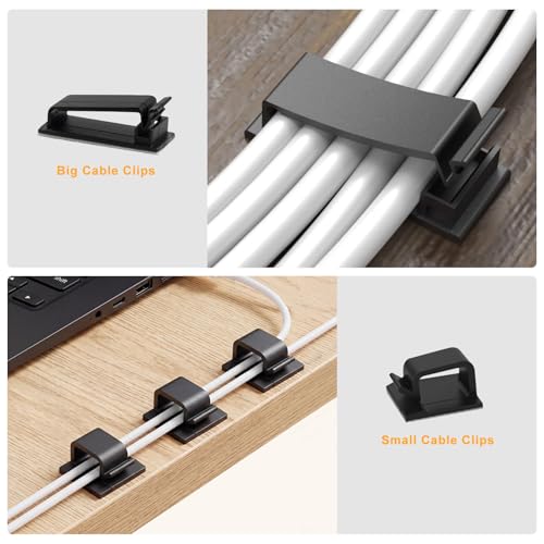 353 PCS Cable Management Kit - 1 Cable Management Box, 4 Cable Sleeve Split, 130 Adhesive Cable Clip, 17 Cable Holder, 1 Roll Cable Organizer Strap, 150 Cable Tie with 50 Mount, for Computer Desk TV