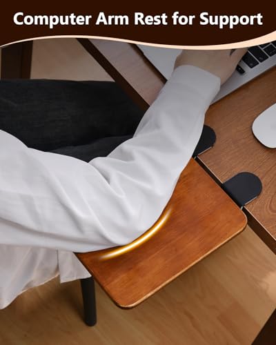 Ergonomic Wood Desk Extender Tray, Foldable Elbow Wrist Rest Shelf