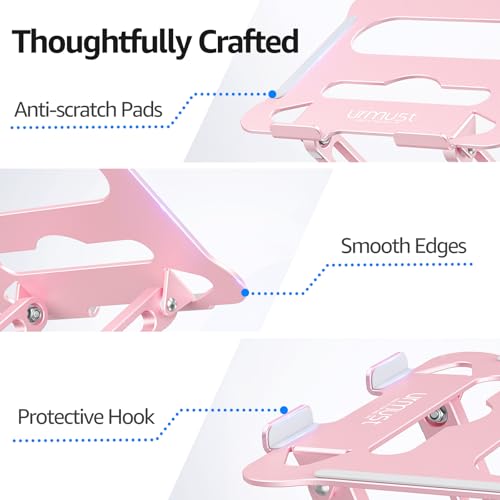 Urmust Adjustable Laptop Stand for Desk, 10-15.6“ Laptop Riser, Pink - color: C-Pink