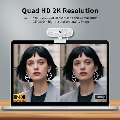 TOALLIN 2K Webcam for PC, 5MP, Built-in Mic, Web Camera with Tripod | 90° Wide Angle, Privacy Cover, USB Camera for Laptop, Live-Streaming, Gaming, Meetings, Video Calls - style: 2K Webcam with Tripod