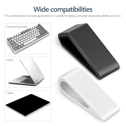 4pcs Adjustable Laptop Stand Riser Ventilated Notebook Holder with Cooling Base for Desk Use, Universal Computer Keyboard Support, Gray and White