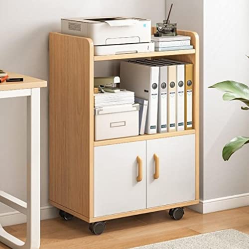 Shelf Placement Cabinet Floor Office Filing Wooden Movable Computer Desk Side Low - color: Beige