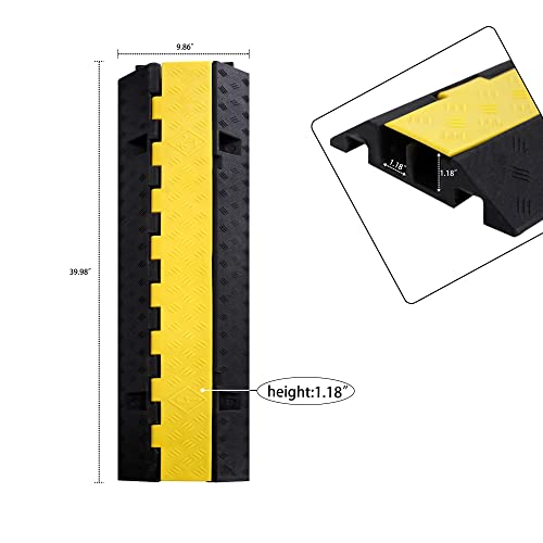 Rubber Cable Ramp Cord Cover Cable Protector Ramps Wire Hose Protective 22000Lbs Load Capacity Traffic 2 Channel Speed Bump for Asphalt Concrete Gravel Driveway Indoor Outdoor, 4 Packs - color: 2 Channel - 4 Pack